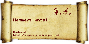 Hemmert Antal névjegykártya